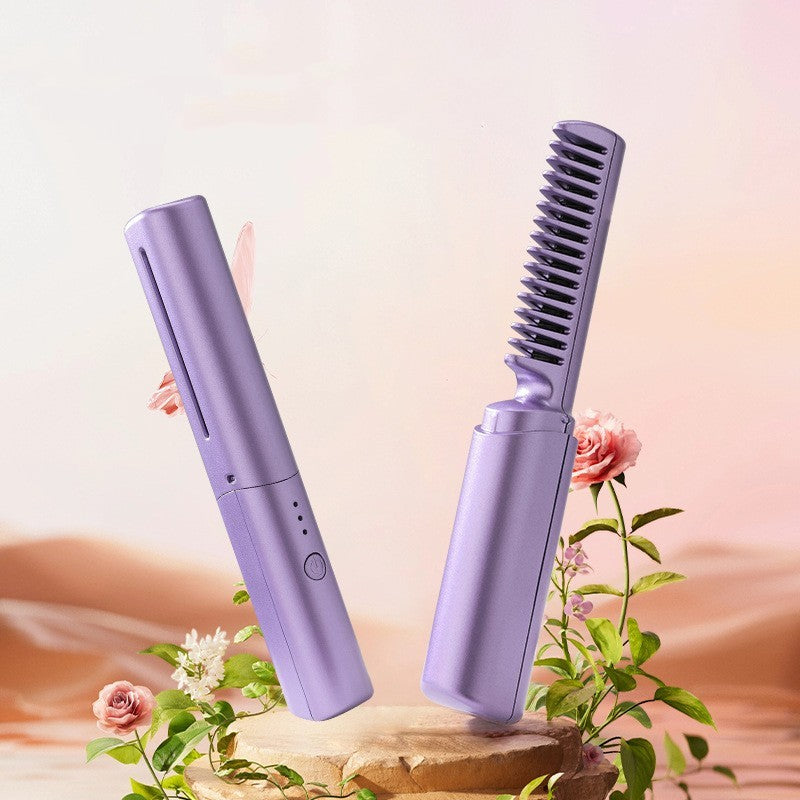 Professional Wireless Hair Straightener Curler Comb Fast Heating Negative Ion Straightening Curling Brush Hair Styling Tools - 𝓢𝓱𝓸𝓹𝓵𝓮𝓬𝔂