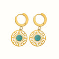 Geometric Round Hollow Earrings Turquoise French Retro - 𝓢𝓱𝓸𝓹𝓵𝓮𝓬𝔂