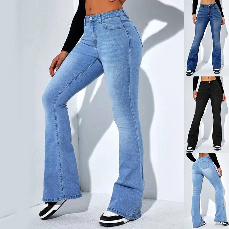 Women's Slim-fit Jeans Pants With Flared Design Fashion Casual High Waist Stretch Trousers - 𝓢𝓱𝓸𝓹𝓵𝓮𝓬𝔂