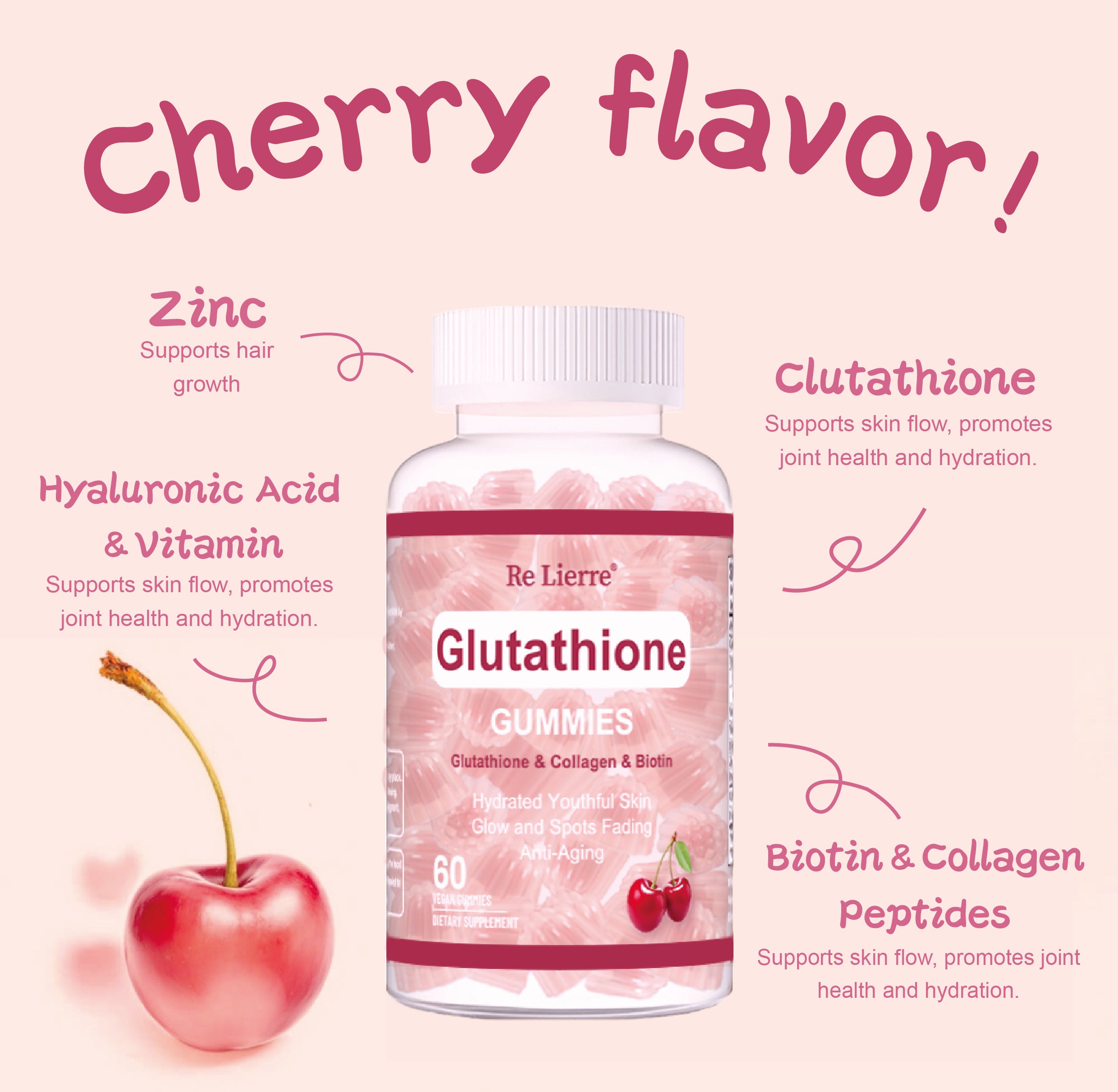 Glutathione Collagen Gummies  Cherry - 𝓢𝓱𝓸𝓹𝓵𝓮𝓬𝔂