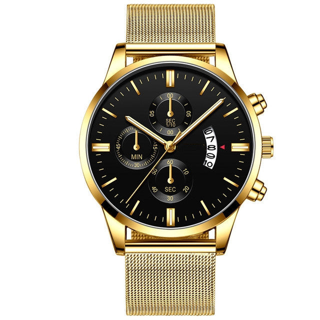 Mens Business Luxury Watches For Men Mesh Band Quartz Watch - 𝓢𝓱𝓸𝓹𝓵𝓮𝓬𝔂