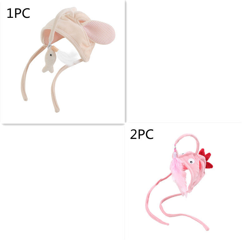 New Head Wearing Feather Funny Cat Stick Funny Cat Toy Stick Gray Big Eye Pet Toys Pet Products - 𝓢𝓱𝓸𝓹𝓵𝓮𝓬𝔂