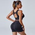 2pcs Yoga Set Women's Vest And Shorts Tracksuit Seamless Workout Sportswear Gym Clothing High Waist Leggings Fitness Sports Suits - 𝓢𝓱𝓸𝓹𝓵𝓮𝓬𝔂