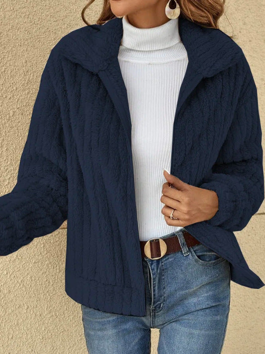 Women's Fleece Lapel Cropped Jacket - 𝓢𝓱𝓸𝓹𝓵𝓮𝓬𝔂