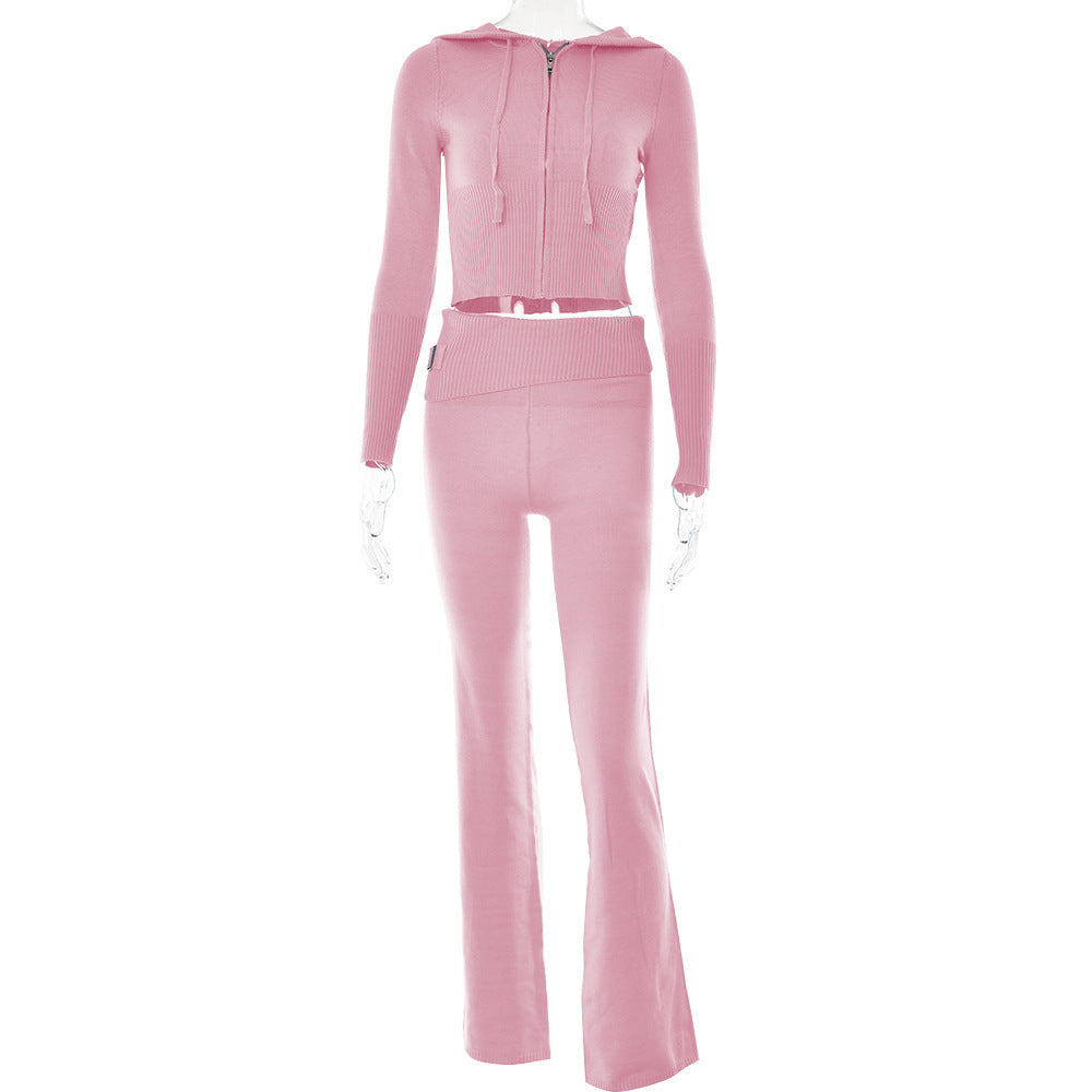 Hoodie Suit Women Leisure Sexy Zip Long Sleeve Sweater And High Waist Long Pants Set - 𝓢𝓱𝓸𝓹𝓵𝓮𝓬𝔂