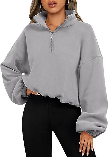 Loose Sport Pullover Hoodie Women Winter Solid Color Zipper Stand Collar Sweatshirt Thick Warm Clothing - 𝓢𝓱𝓸𝓹𝓵𝓮𝓬𝔂
