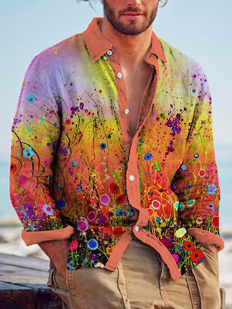 Color Matching Bamboo Linen Printed Men's Shirt - 𝓢𝓱𝓸𝓹𝓵𝓮𝓬𝔂