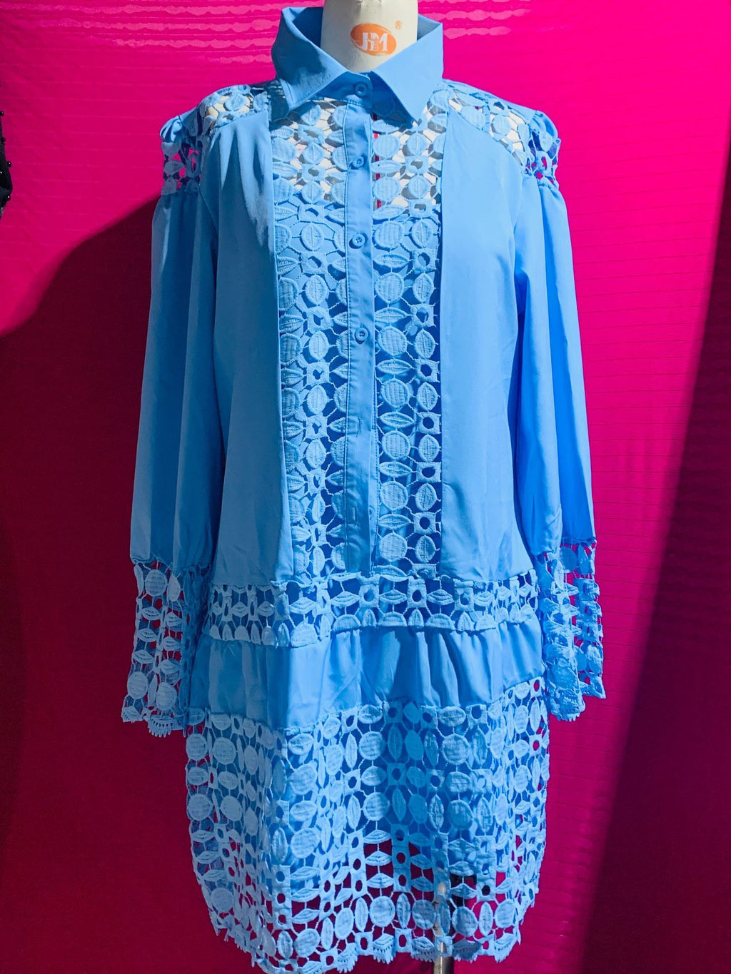 Lace Stitching Two-piece Suit Shirt Dress - 𝓢𝓱𝓸𝓹𝓵𝓮𝓬𝔂