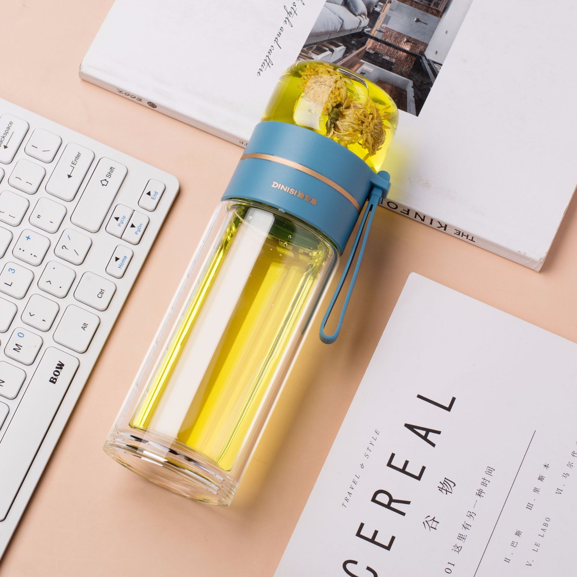 Glass Water Bottle With Tea Infuser Filter Tea Separation Double Wall Glass Bottle Leakproof Water Bottle - 𝓢𝓱𝓸𝓹𝓵𝓮𝓬𝔂