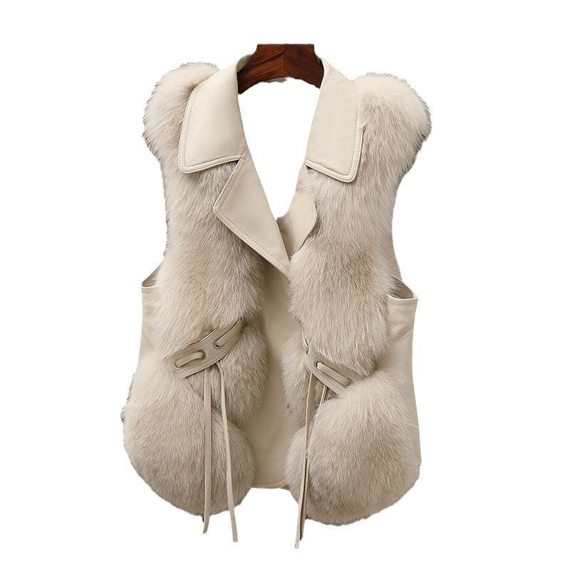 Fur Vest Short Coat Autumn And Winter New Patchwork Winter Fox Fur Jacket Women Short Artificial Fur Coat Elegant Female Warm Vest - 𝓢𝓱𝓸𝓹𝓵𝓮𝓬𝔂