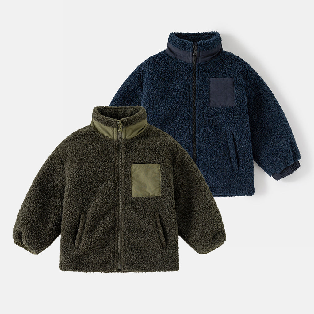 Boys' Thickening Coat Fleece Stand Collar Stitching - 𝓢𝓱𝓸𝓹𝓵𝓮𝓬𝔂