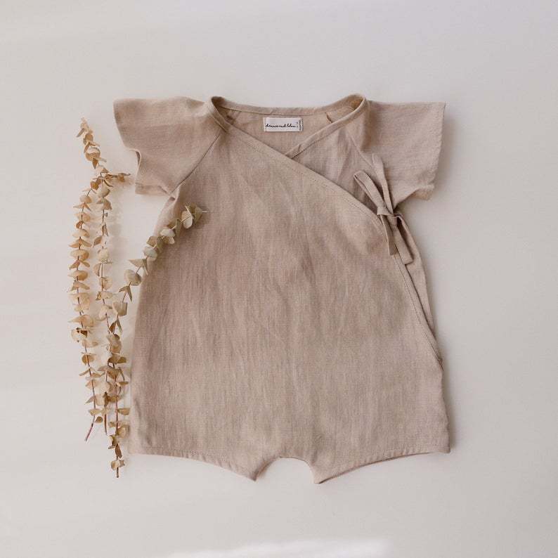 Cotton And Linen Romper Boys Short One-piece Short-sleeved Japanese Kimono - 𝓢𝓱𝓸𝓹𝓵𝓮𝓬𝔂