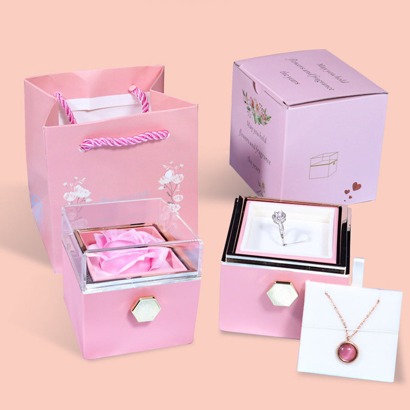 Rotating Soap Flower Rose Gift Box Creative Rotating Rose Jewelry Packaging Box Valentine's Day Gift For Women - 𝓢𝓱𝓸𝓹𝓵𝓮𝓬𝔂