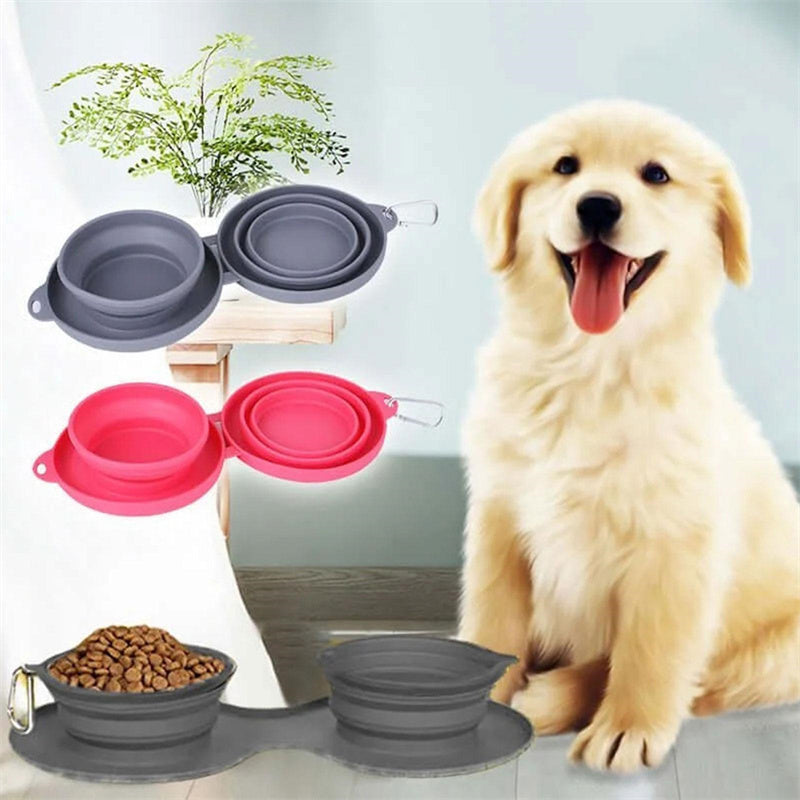 Rubber Foldable Double Bowl Pet Feeding Bowl Pets Supplies Dog Cat Bowls - 𝓢𝓱𝓸𝓹𝓵𝓮𝓬𝔂