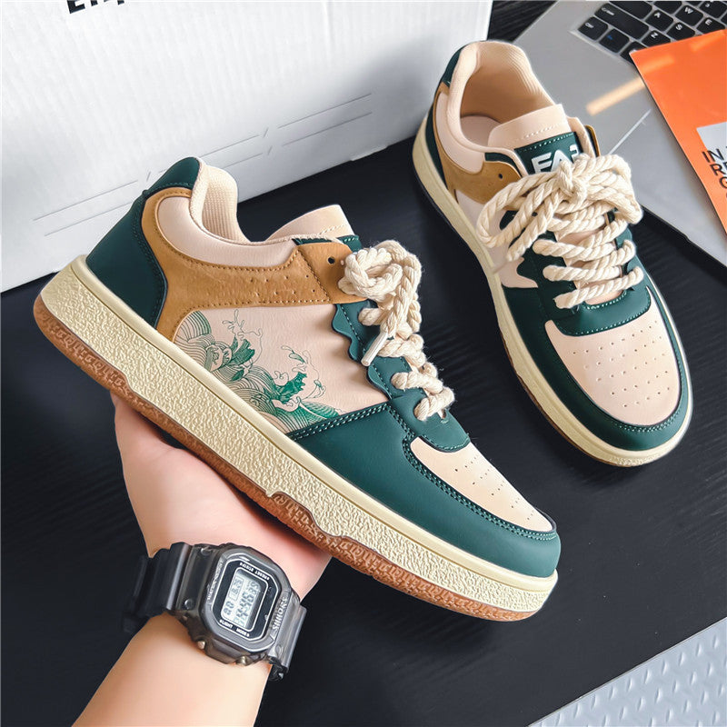 Lace-up Casual Shoes Men Soft Thick Sole Fashion Comfortable Breathable Flats Sneakers Student Platform Outdoor Walking Shoes - 𝓢𝓱𝓸𝓹𝓵𝓮𝓬𝔂