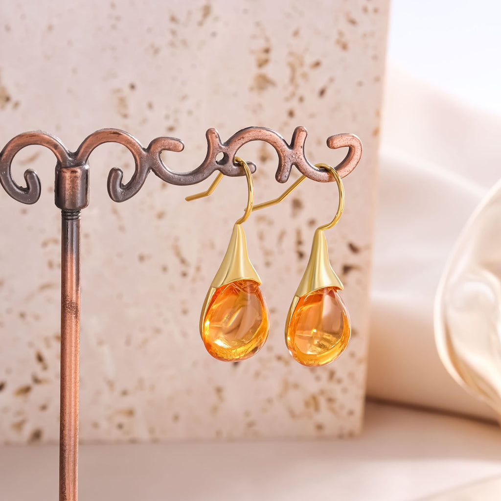 Drop-shaped Inlaid Cat's Eye Earrings Four-color Simple - 𝓢𝓱𝓸𝓹𝓵𝓮𝓬𝔂