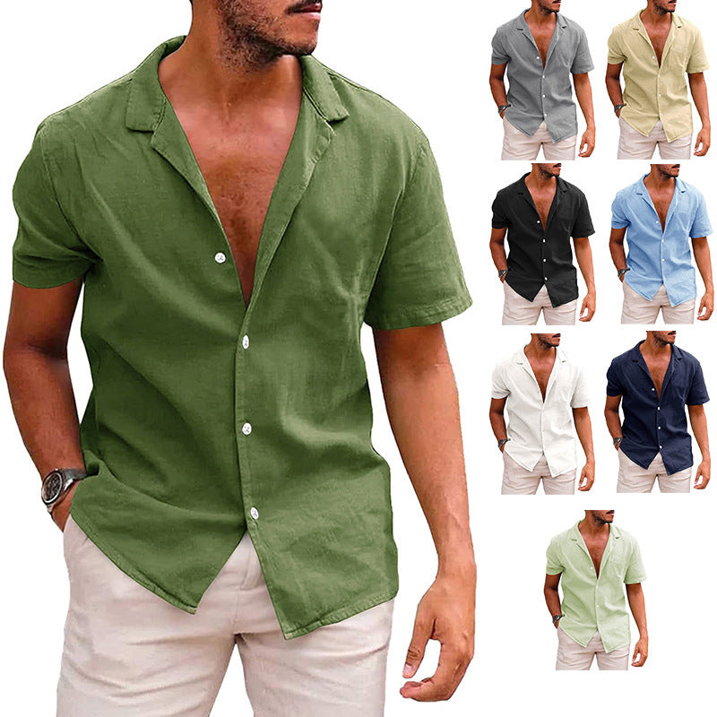 Men's Tops Casual Button Down Shirt Short Sleeve Beach Shirt Summer Mens Clothing - 𝓢𝓱𝓸𝓹𝓵𝓮𝓬𝔂