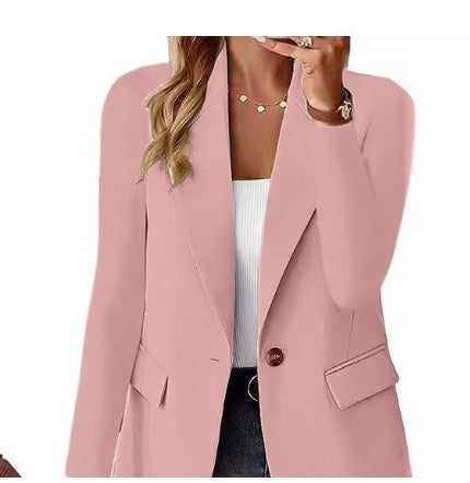 Polyester Autumn Long Sleeve Solid Color Cardigan Small Suit Jacket For Women - 𝓢𝓱𝓸𝓹𝓵𝓮𝓬𝔂