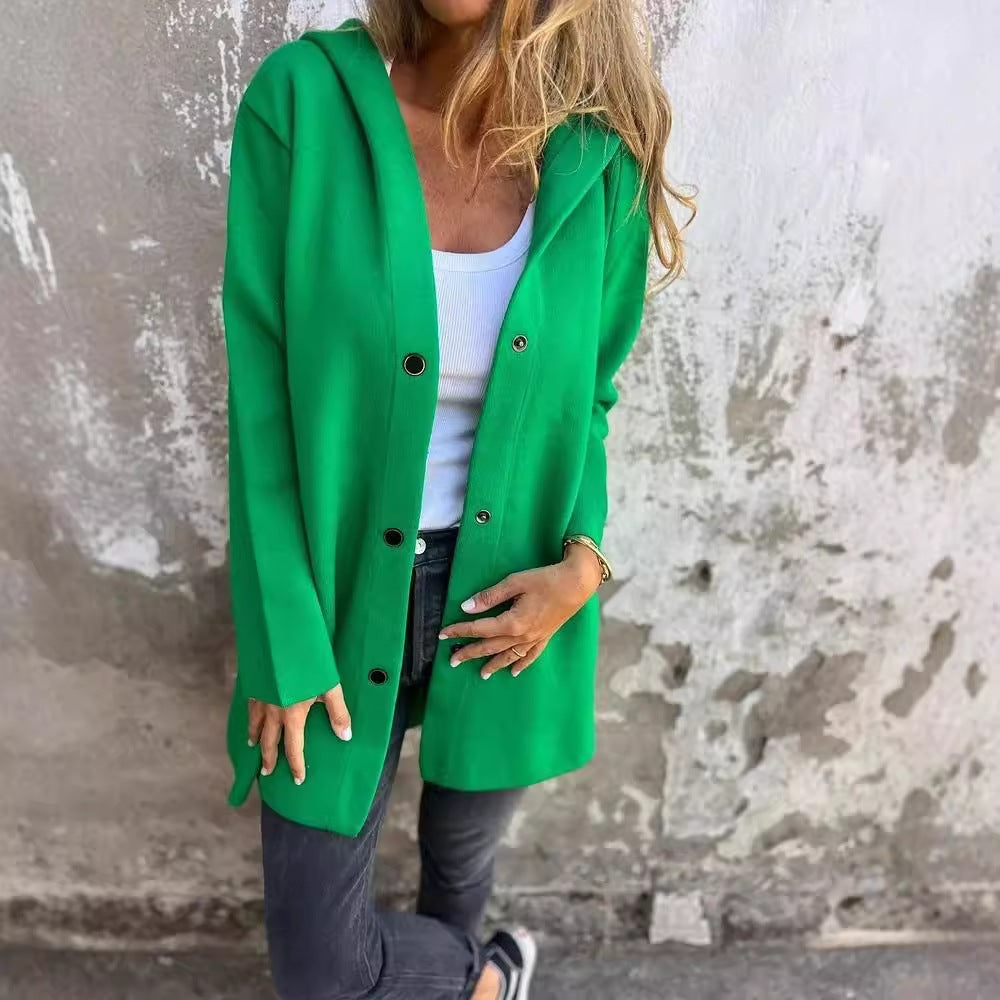 Casual Hooded Single-Breasted Cardigan Fashion Loose Solid Color Jacket Spring And Autumn Women's Clothing - 𝓢𝓱𝓸𝓹𝓵𝓮𝓬𝔂