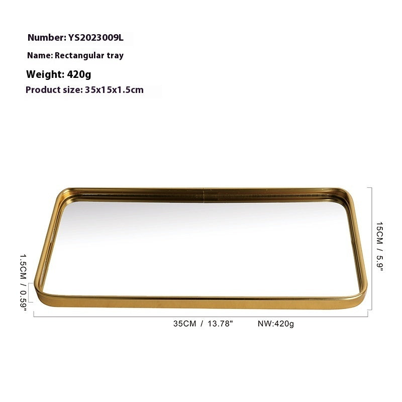 Metallic Glass Mirror Tray Jewelry And Cosmetics Storage Tray - 𝓢𝓱𝓸𝓹𝓵𝓮𝓬𝔂