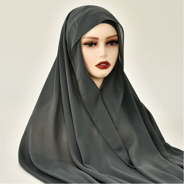 Lazy Chiffon Convenient Headscarf Magnetic Buckle Fixed Anti-drop Solid Color - 𝓢𝓱𝓸𝓹𝓵𝓮𝓬𝔂