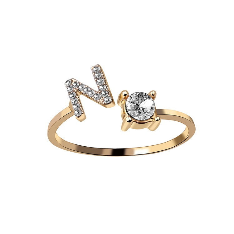 New Design Adjustable 26 Initial Letter Ring Fashion Jewelry For Women Simple Elegant Jewelry - 𝓢𝓱𝓸𝓹𝓵𝓮𝓬𝔂