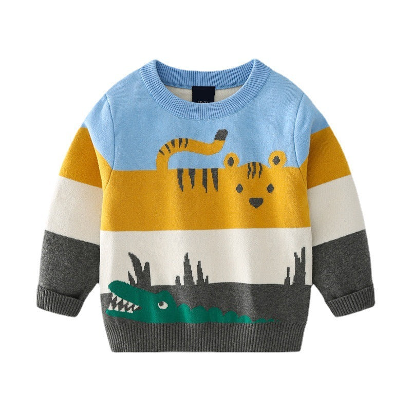 Abstract Cartoon Jacquard Double Layer Sweater For Boys - 𝓢𝓱𝓸𝓹𝓵𝓮𝓬𝔂