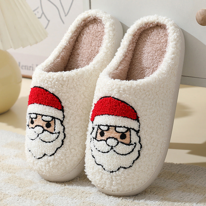 Christmas Home Slippers Cute Cartoon Santa Claus Cotton Slippers For Women And Men Couples Winter Warm Furry Shoes - 𝓢𝓱𝓸𝓹𝓵𝓮𝓬𝔂
