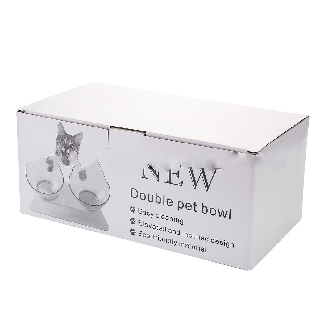 Non Slip Double Cat Bowl With Raised Stand Pet Food Cat Feeder Protect Cervical Vertebra Dog Bowl Transparent Pet Products - 𝓢𝓱𝓸𝓹𝓵𝓮𝓬𝔂