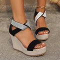 Fish Mouth High Wedges Sandals With Rhinestone Design Fashion Summer Platform Shoes For Women - 𝓢𝓱𝓸𝓹𝓵𝓮𝓬𝔂