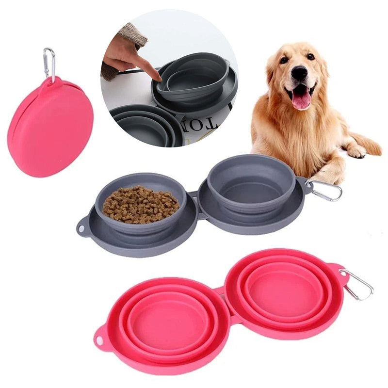 Rubber Foldable Double Bowl Pet Feeding Bowl Pets Supplies Dog Cat Bowls - 𝓢𝓱𝓸𝓹𝓵𝓮𝓬𝔂