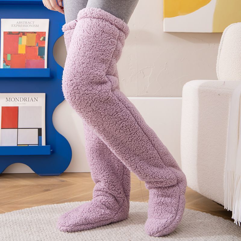 Over Knee High Fuzzy Long Socks Winter Warm Cold Leg Knee Joint Cold-proof Stockings Home Floor Sleeping Socks - 𝓢𝓱𝓸𝓹𝓵𝓮𝓬𝔂