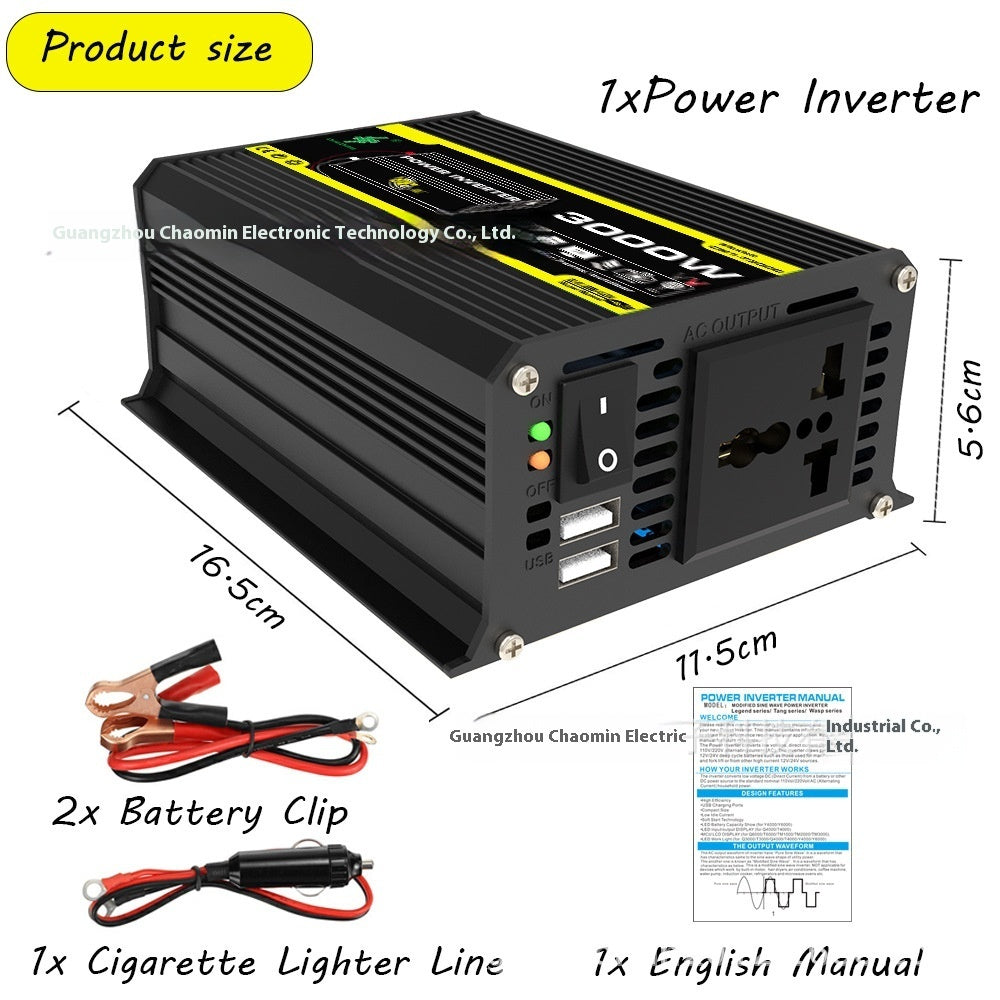 Inverter 12V To 220V110V3000W Vehicle Solar Power Conversion Inverter Off-grid High Frequency Correction - 𝓢𝓱𝓸𝓹𝓵𝓮𝓬𝔂