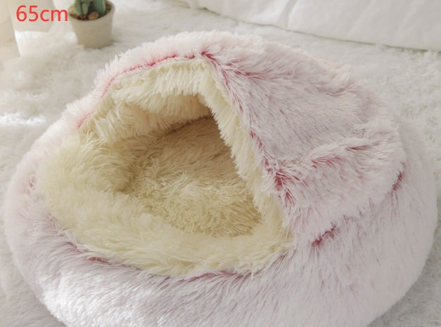 2 In 1 Dog And Cat Bed Pet Winter Bed Round Plush Warm Bed House Soft Long Plush Pets Bed Pet Products - 𝓢𝓱𝓸𝓹𝓵𝓮𝓬𝔂