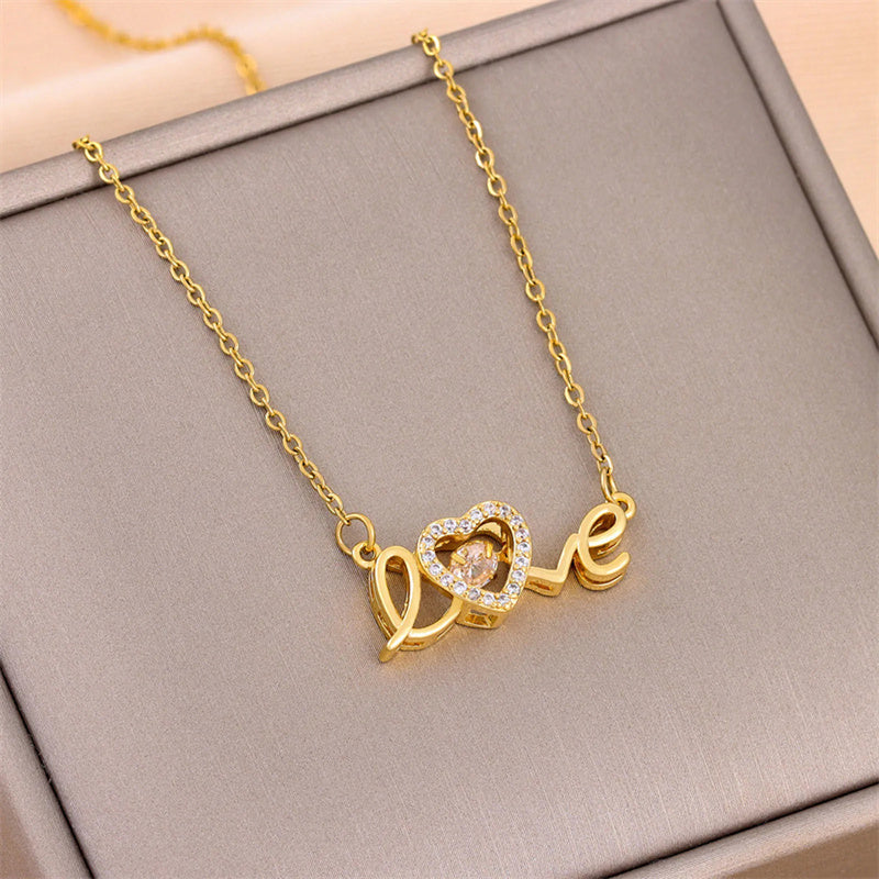 Valentines Day Gift New Titanium Steel Necklace Fashion New Love Smart Necklace Female Clavicle Chain Fashion Jewelry Woman - 𝓢𝓱𝓸𝓹𝓵𝓮𝓬𝔂