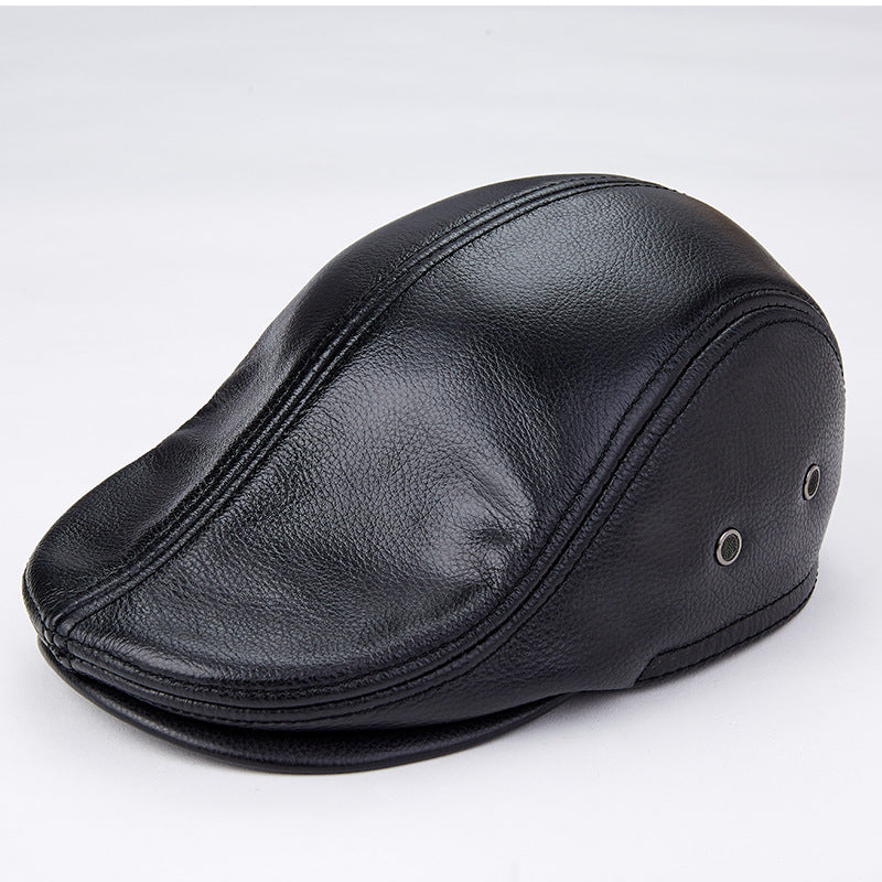 Men Genuine Cowhide With Ear Flaps Beret Hats - 𝓢𝓱𝓸𝓹𝓵𝓮𝓬𝔂