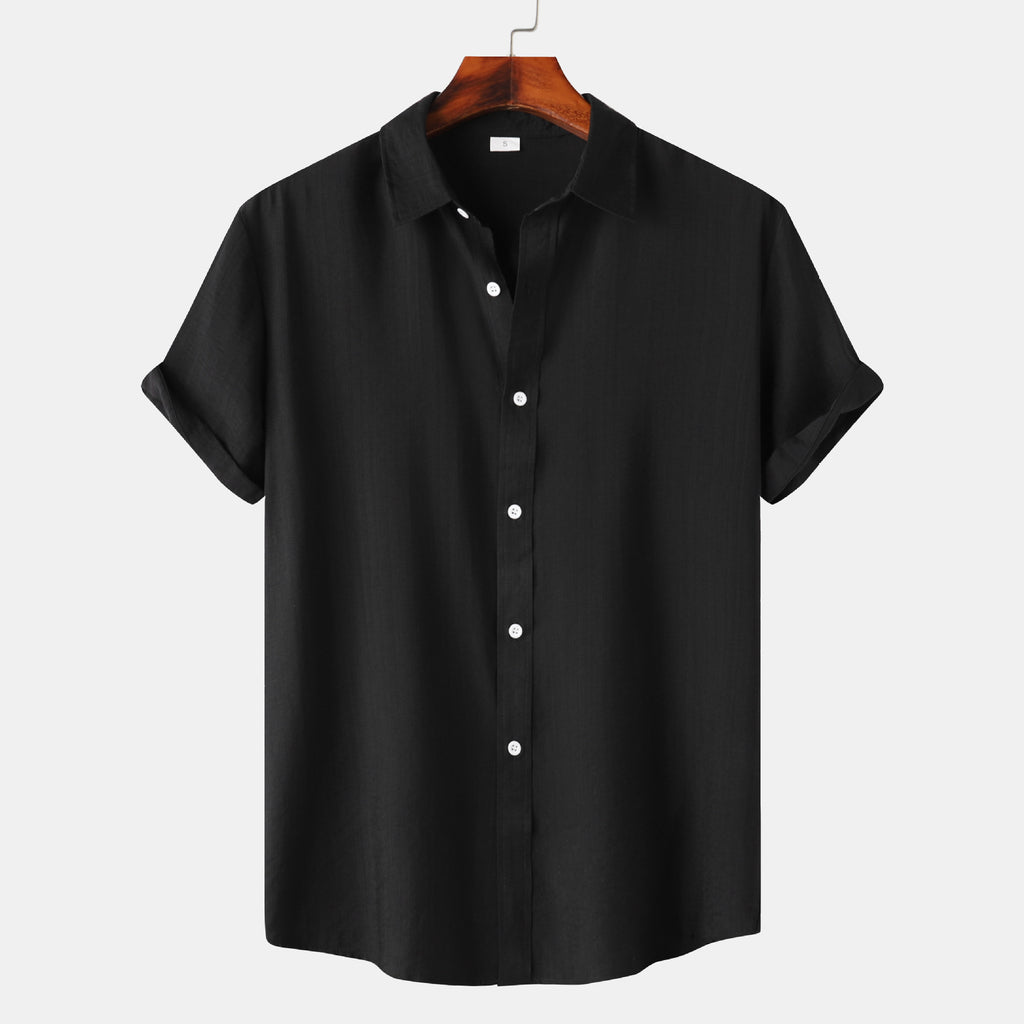 Teenagers Solid Color Short-sleeved Lapel Shirt Top - 𝓢𝓱𝓸𝓹𝓵𝓮𝓬𝔂