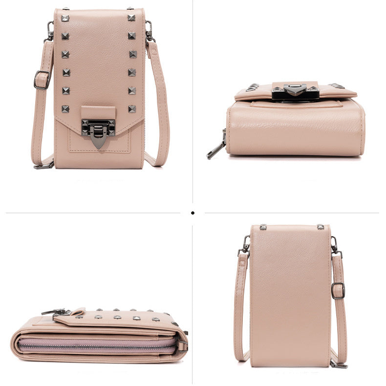 Rivet Design Shoulder Bags Mobile Phone Handbag Solid Color Crossbody Bags Women - 𝓢𝓱𝓸𝓹𝓵𝓮𝓬𝔂