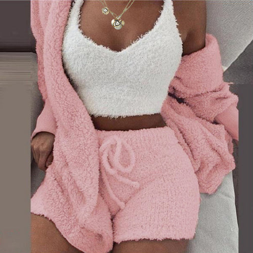 3 Pieces Of Fashionable Ladies Plush Home Clothes - 𝓢𝓱𝓸𝓹𝓵𝓮𝓬𝔂