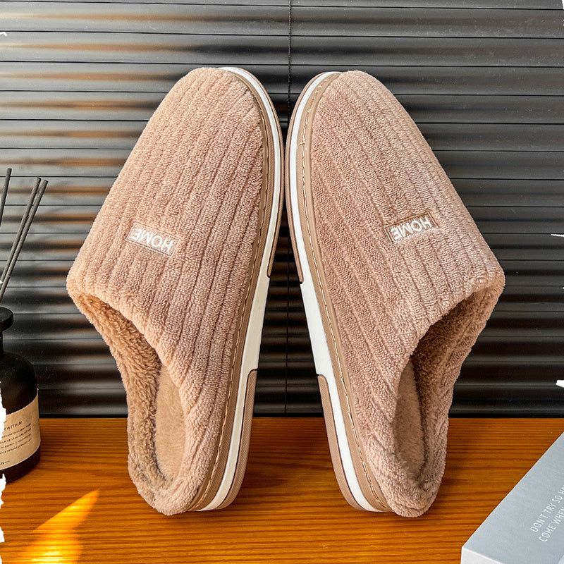 Solid Color Simple Cotton Slippers Winter Non-slip Home Warm Plush Slippers Household Indoor Couple Women's House Shoes - 𝓢𝓱𝓸𝓹𝓵𝓮𝓬𝔂