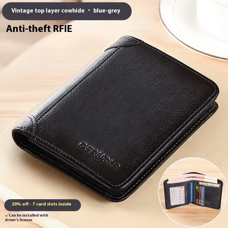 Genuine Leather Anti-theft Swiping Ultra-thin Cheng E Wallet - 𝓢𝓱𝓸𝓹𝓵𝓮𝓬𝔂
