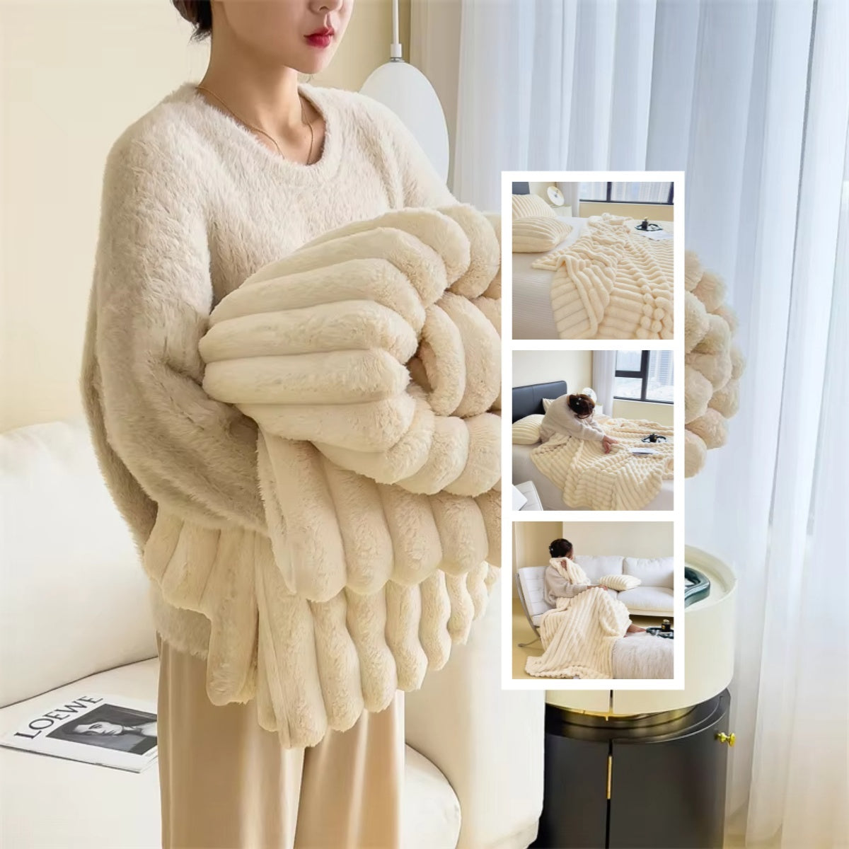 Soft Wind Bubble Velvet Blanket Warm Solid Rabbit Fur Blankets Double-sided Thickening Cover Throw Warm Fur Blanket - 𝓢𝓱𝓸𝓹𝓵𝓮𝓬𝔂