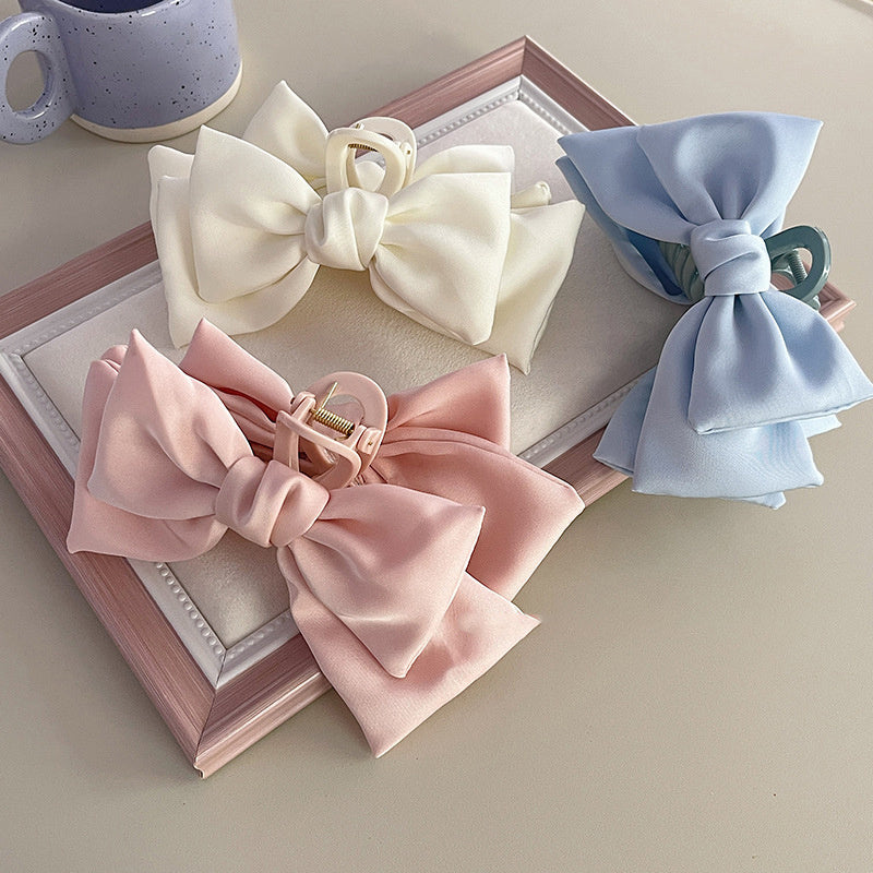 Plain Color XL Bow Ribbon Hair Claw - 𝓢𝓱𝓸𝓹𝓵𝓮𝓬𝔂