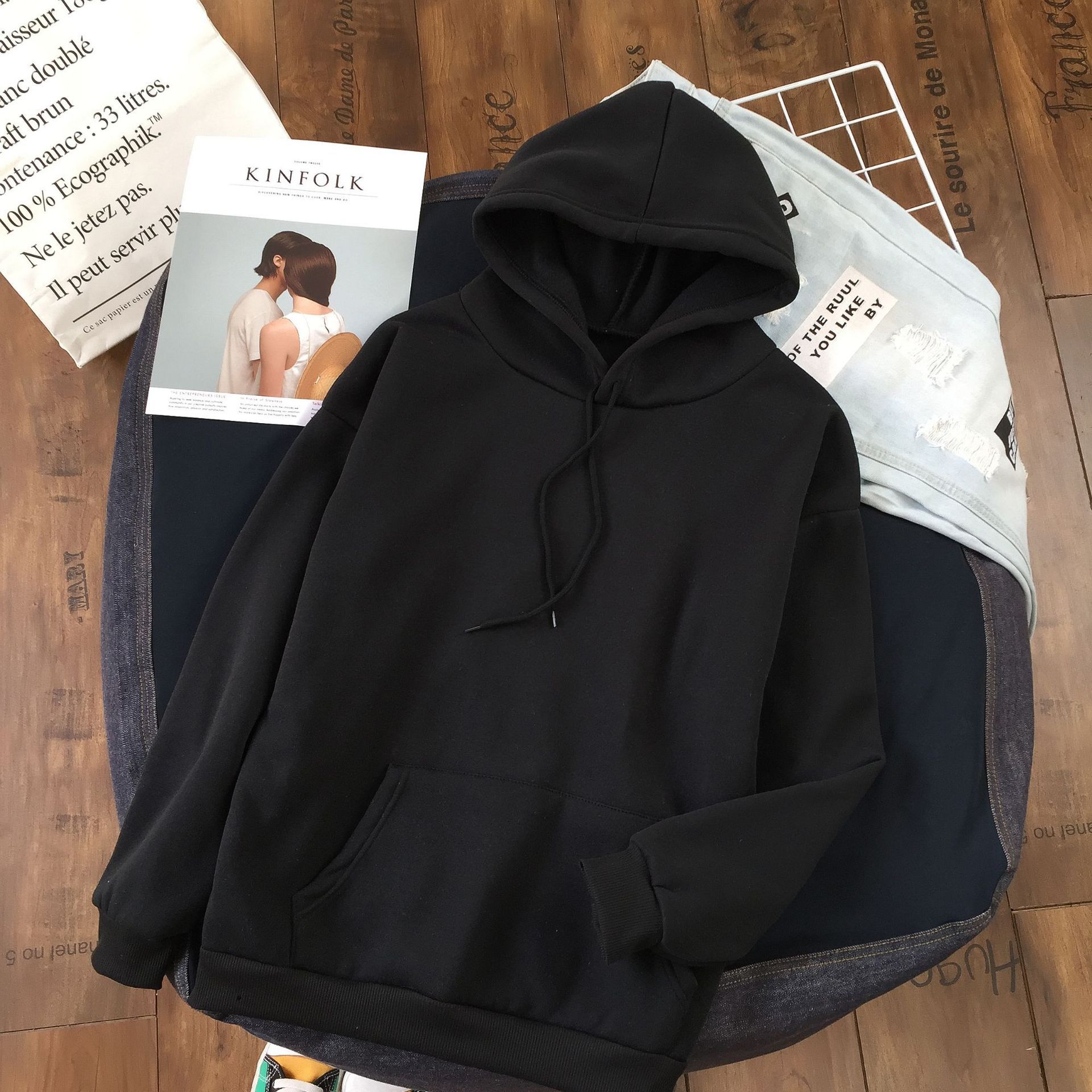 Long Sleeve Solid Color Hooded Sweater Couple - 𝓢𝓱𝓸𝓹𝓵𝓮𝓬𝔂