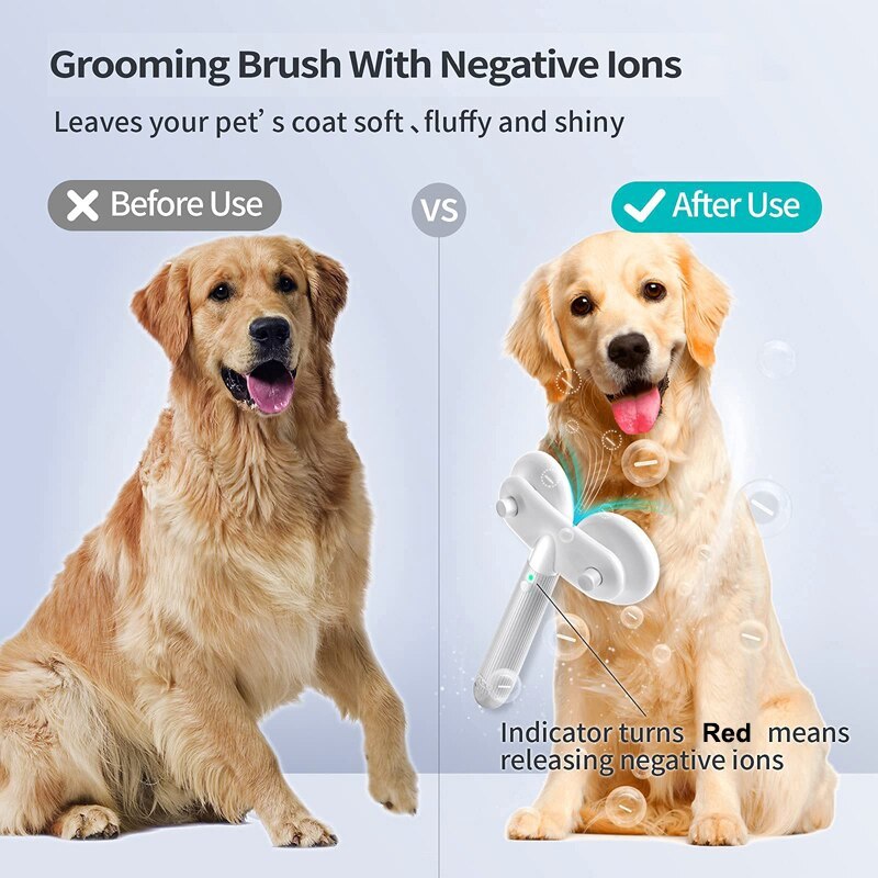 Pet Cat Brush Dog Slicker Brush Double-headed Negative Ion One-button Self Cleaning Dog Cat Hair Removal Pets Products - 𝓢𝓱𝓸𝓹𝓵𝓮𝓬𝔂