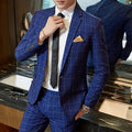 Men's Korean-style Business Suit Slim-fit Plaid Casual Wear - 𝓢𝓱𝓸𝓹𝓵𝓮𝓬𝔂