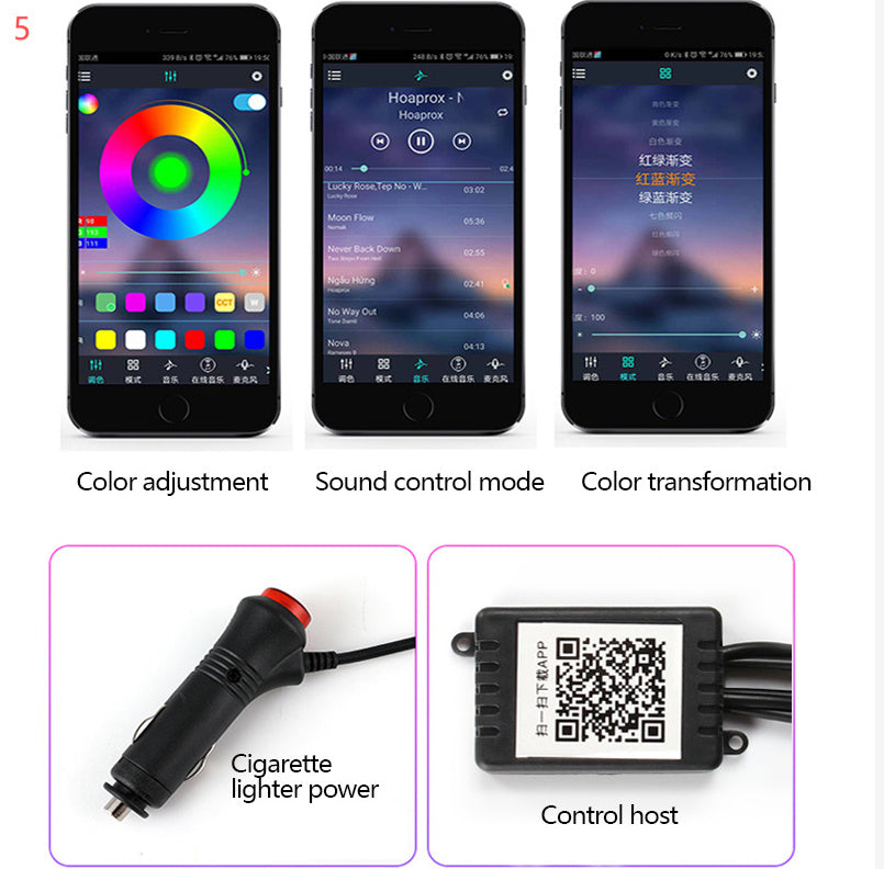 Car Fiber Optic Ambient Light Modified Car Interior Cool Light APP Rhythm Light - 𝓢𝓱𝓸𝓹𝓵𝓮𝓬𝔂