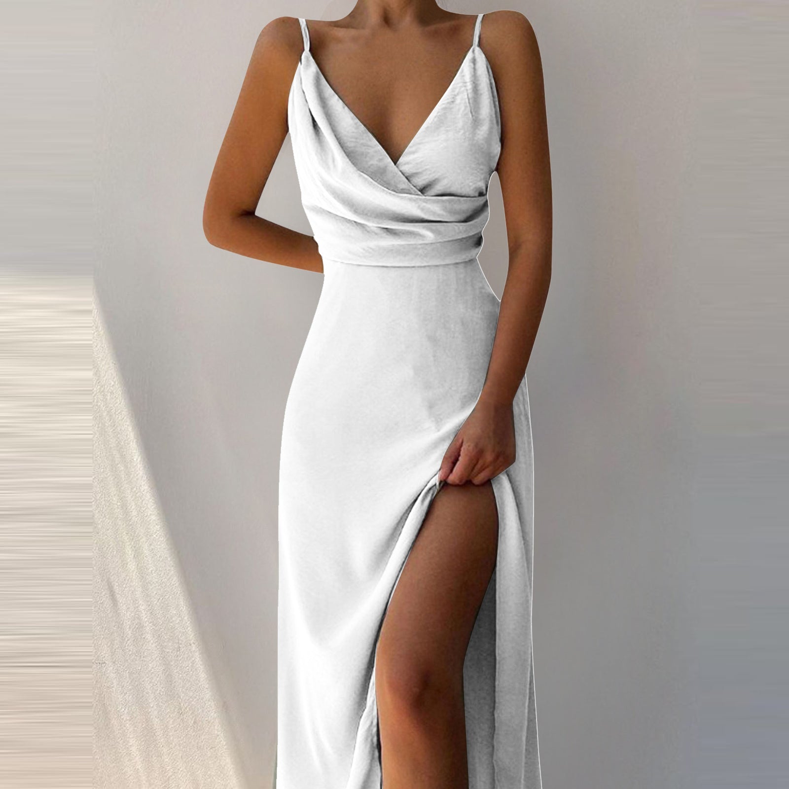 V-neck Slit Sling Dress Summer Fashion Sexy Slim Suspender Dresses For Women Clothing - 𝓢𝓱𝓸𝓹𝓵𝓮𝓬𝔂