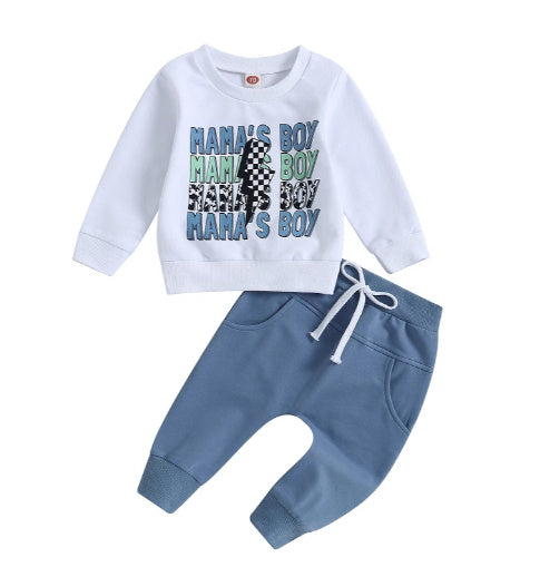 Casual Boy Letter Floral Print Long Sleeve Pullover Trousers Suit - 𝓢𝓱𝓸𝓹𝓵𝓮𝓬𝔂
