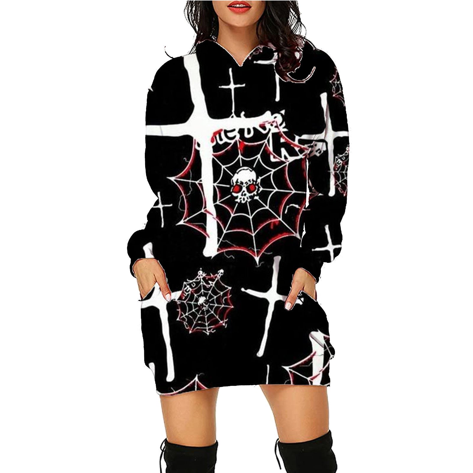Halloween Print Long Hoodie With Pockets Sweater Long Sleeve Clothes Women - 𝓢𝓱𝓸𝓹𝓵𝓮𝓬𝔂